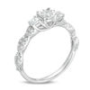 Thumbnail Image 2 of 0.58 CT. T.W. Diamond Three Stone Scallop Shank Engagement Ring in 10K White Gold