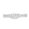 Thumbnail Image 3 of 0.58 CT. T.W. Diamond Three Stone Scallop Shank Engagement Ring in 10K White Gold