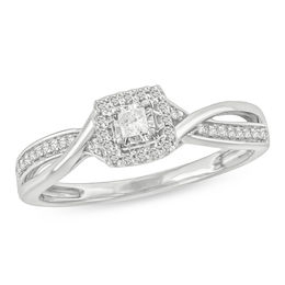 0.115 CT. T.W. Princess-Cut Diamond Frame Twist Promise Ring in Sterling Silver