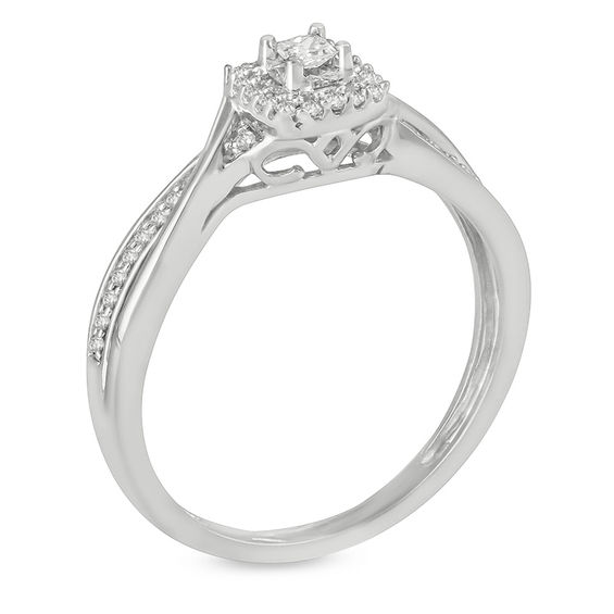 0.115 CT. T.W. Princess-Cut Diamond Frame Twist Promise Ring in Sterling Silver