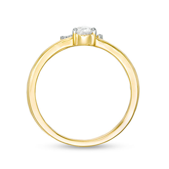 Pear-Shaped Lab-Created White Sapphire Halo Bridal Set in Sterling Silver with 14K Gold Plate