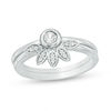 Lab-Created White Sapphire Leafy Bridal Set in Sterling Silver