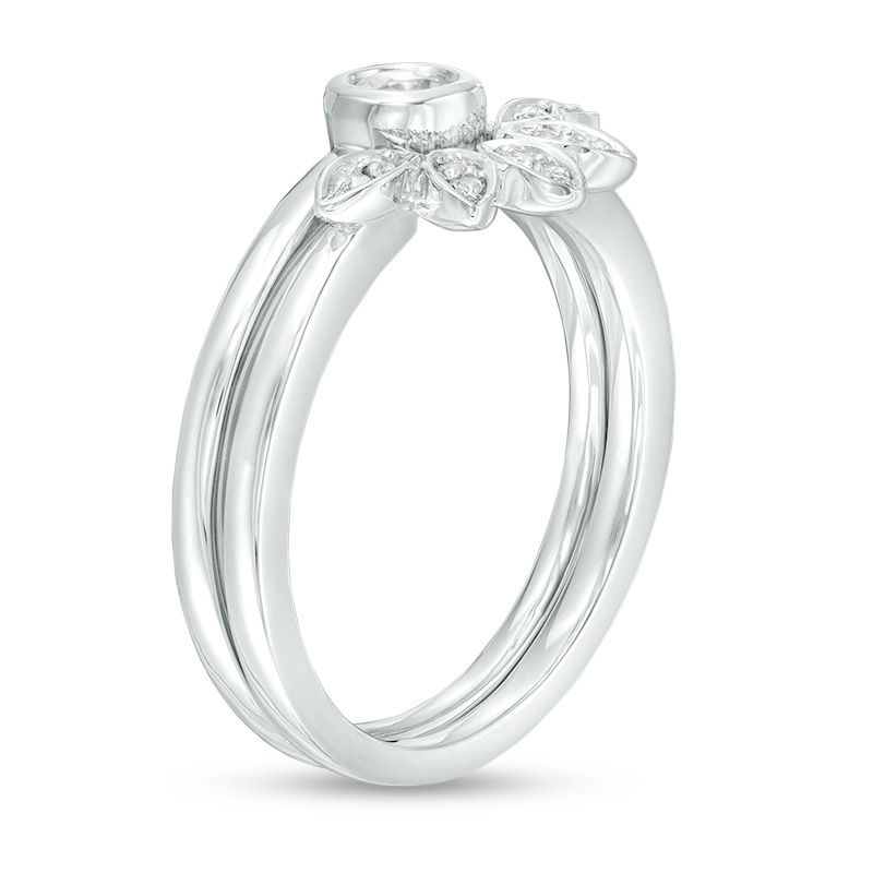 Lab-Created White Sapphire Leafy Bridal Set in Sterling Silver|Peoples Jewellers