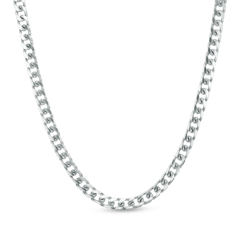 Men's 5.0mm Cuban Curb Chain Necklace in Solid 14K White Gold - 20"|Peoples Jewellers