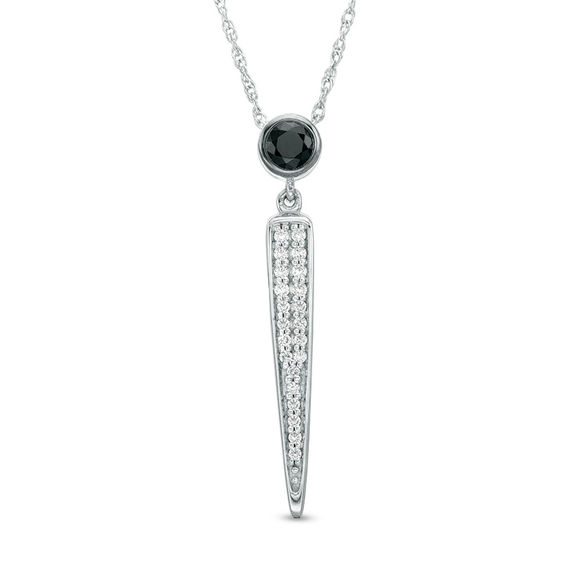 0.20 CT. T.W. Enhanced Black and White Diamond Spike Pendant in 10K White Gold