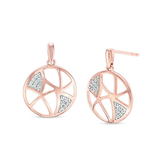 0.065 CT. T.W. Diamond Geometric Cut-Out Circle Drop Earrings in 10K Rose Gold