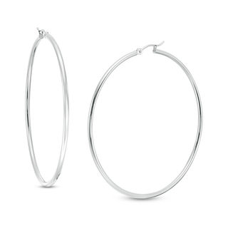 60.0mm Hoop Earrings in Hollow 14K White Gold