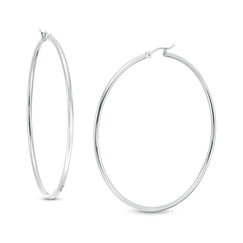 60.0mm Hoop Earrings in Hollow 14K White Gold|Peoples Jewellers