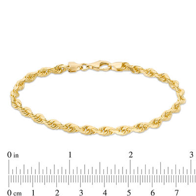 Men's 5.0mm Glitter Rope Chain Bracelet in Solid 14K Gold - 8.0"