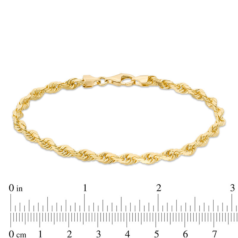 Men's 5.0mm Glitter Rope Chain Bracelet in Solid 14K Gold - 8.0"|Peoples Jewellers