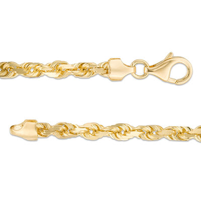 Men's 5.0mm Glitter Rope Chain Bracelet in Solid 14K Gold - 8.0"