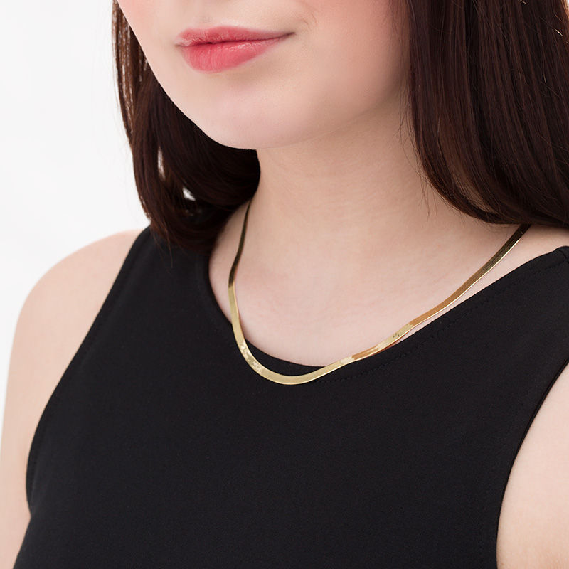 Ladies' 4.0mm Herringbone Chain Necklace in 14K Gold - 18"|Peoples Jewellers