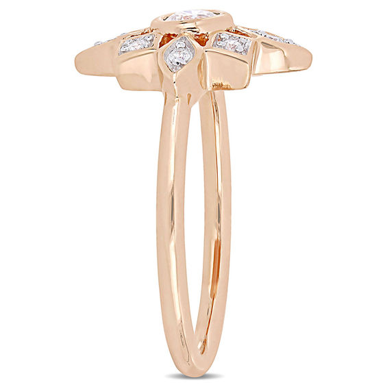 0.33 CT. T.W. Diamond Geometric Flower Engagement Ring in 10K Rose Gold