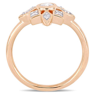 0.33 CT. T.W. Diamond Geometric Flower Engagement Ring in 10K Rose Gold