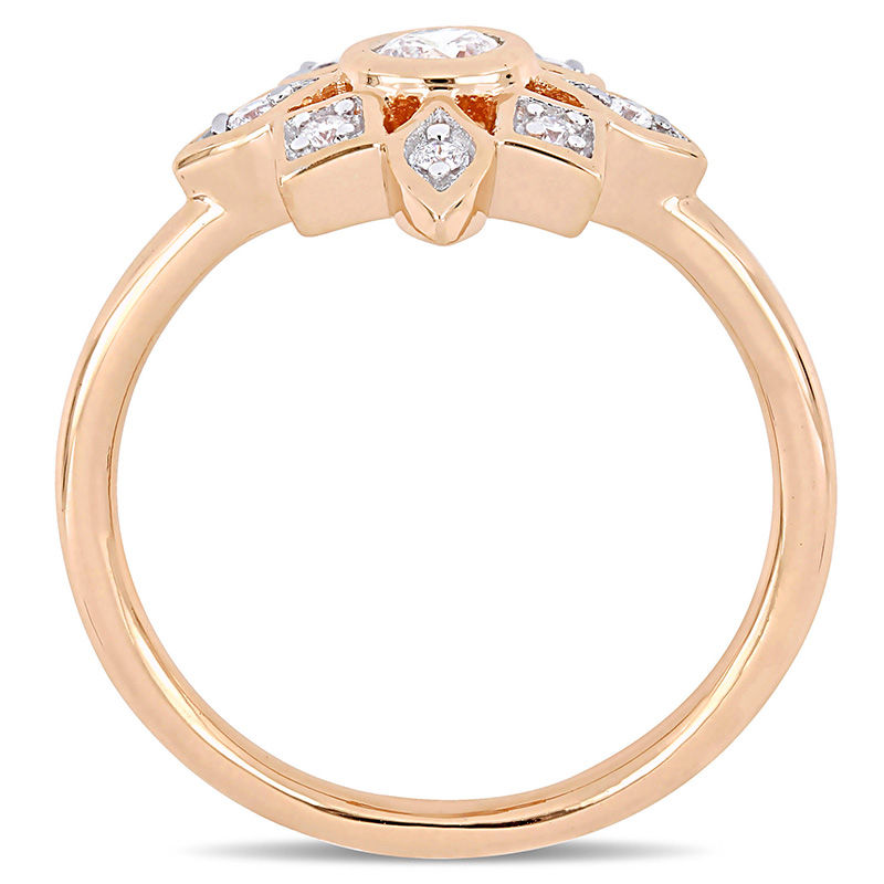 0.33 CT. T.W. Diamond Geometric Flower Engagement Ring in 10K Rose Gold|Peoples Jewellers
