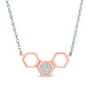 0.04 CT. T.W. Diamond Triple Hexagon Necklace in 10K Two-Tone Gold