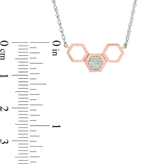 0.04 CT. T.W. Diamond Triple Hexagon Necklace in 10K Two-Tone Gold