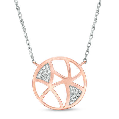 0.06 CT. T.W. Diamond Geometric Cut-Out Circle Necklace in 10K Two-Tone Gold