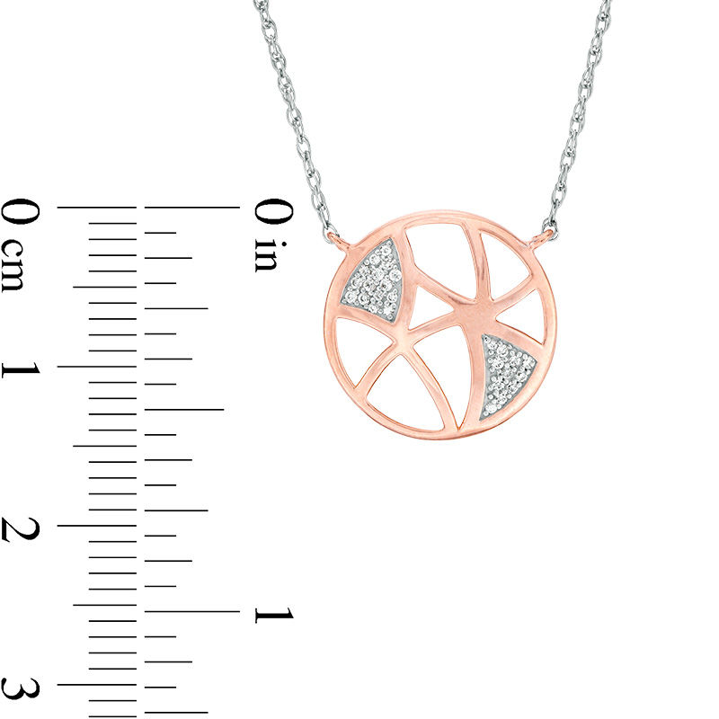 0.06 CT. T.W. Diamond Geometric Cut-Out Circle Necklace in 10K Two-Tone Gold