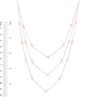 0.60 CT. T.W. Diamond Layered Station Necklace in 10K Rose Gold - 24"