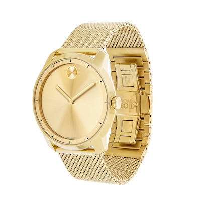 Men's Movado Bold® Gold-Tone IP Mesh Watch (Model: 3600373)