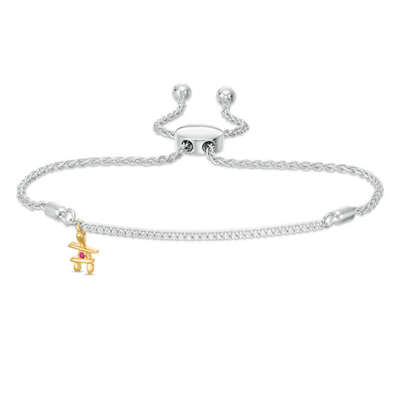 Peoples 100-Year Anniversary 0.18 CT. T.W. Diamond Inukshuk Bolo Bracelet in Sterling Silver and 14K Gold - 9.5"