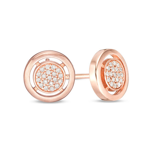 0.11 CT. T.W. Composite Diamond Frame Stud Earrings in 10K Rose Gold