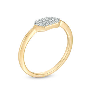 0.12 CT. T.W. Composite Diamond Elongated Hexagon Ring in 10K Gold ...