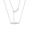 Thumbnail Image 0 of Peoples 100-Year Anniversary  0.10 CT. T.W. Diamond Maple Leaf Bar Necklace in Sterling Silver and 14K Rose Gold
