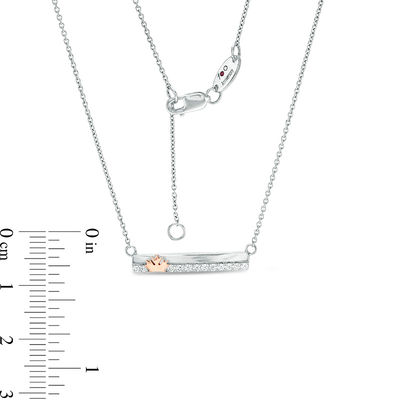 Peoples 100-Year Anniversary  0.10 CT. T.W. Diamond Maple Leaf Bar Necklace in Sterling Silver and 14K Rose Gold