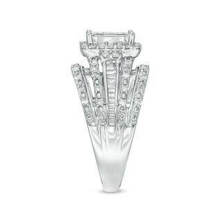 1.00 CT. T.W. Princess-Cut Composite Diamond Frame Multi-Row Engagement Ring in 10K Gold