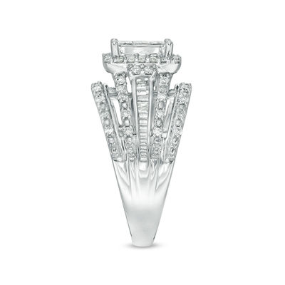 1.00 CT. T.W. Princess-Cut Composite Diamond Frame Multi-Row Engagement Ring in 10K Gold