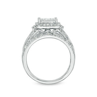 1.00 CT. T.W. Princess-Cut Composite Diamond Frame Multi-Row Engagement Ring in 10K Gold