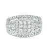 1.00 CT. T.W. Princess-Cut Composite Diamond Frame Multi-Row Engagement Ring in 10K Gold