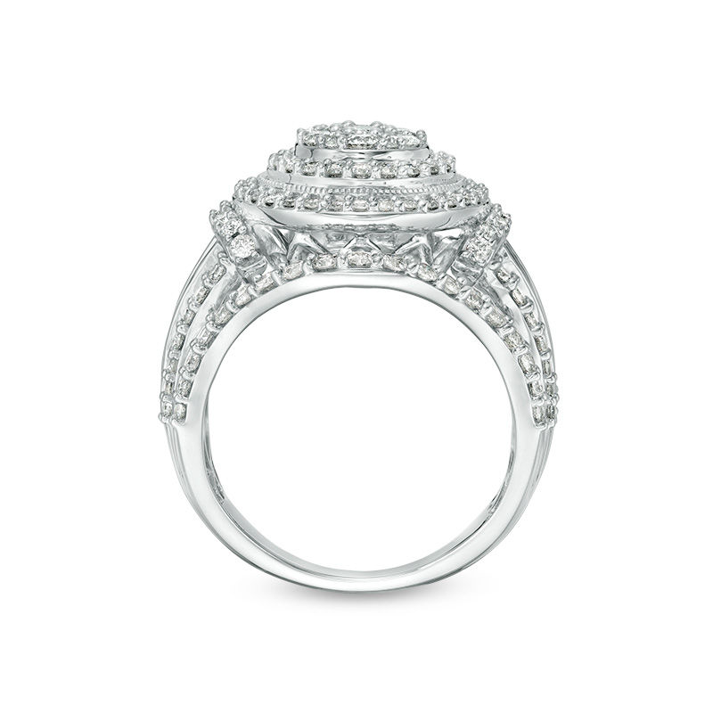 2.00 CT. T.W. Composite Diamond Frame Multi-Row Vintage-Style Engagement Ring in 10K Gold|Peoples Jewellers