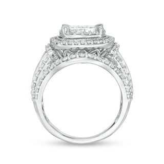 2.00 CT. T.W. Princess-Cut Composite Diamond Double Frame Engagement Ring in 10K White Gold