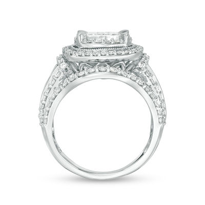 2.00 CT. T.W. Princess-Cut Composite Diamond Double Frame Engagement Ring in 10K White Gold