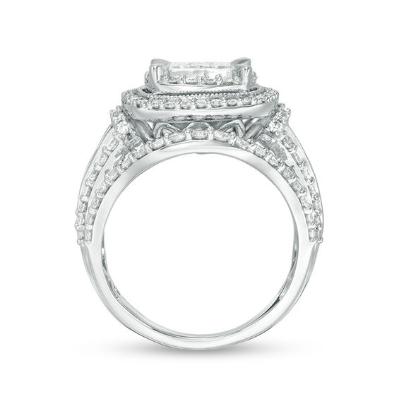 2.00 CT. T.W. Princess-Cut Composite Diamond Double Frame Engagement Ring in 10K White Gold