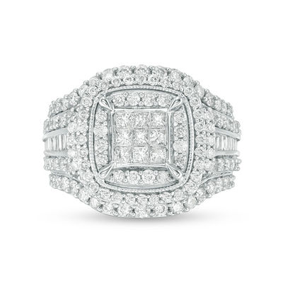 2.00 CT. T.W. Princess-Cut Composite Diamond Double Frame Engagement Ring in 10K White Gold