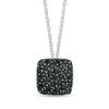 0.25 CT. T.W. Enhanced Black Composite Diamond Cushion Pendant in 10K White Gold