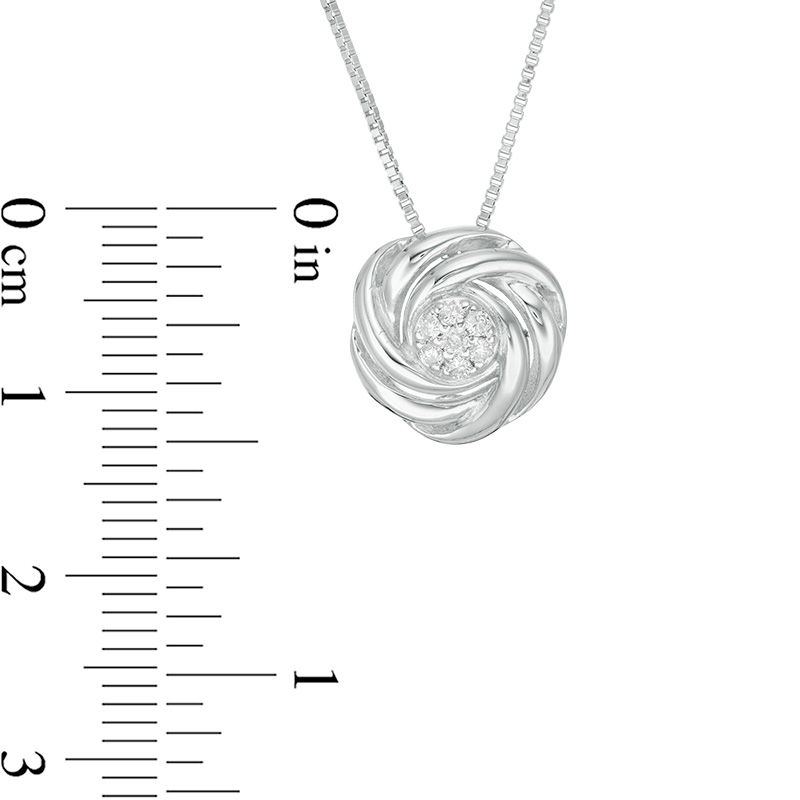 0.085 CT. T.W. Composite Diamond Love Knot Pendant in Sterling Silver