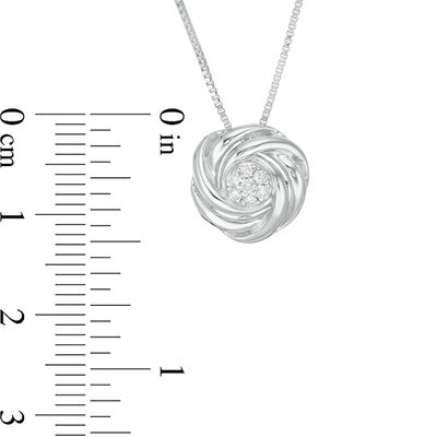 0.085 CT. T.W. Composite Diamond Love Knot Pendant in Sterling Silver