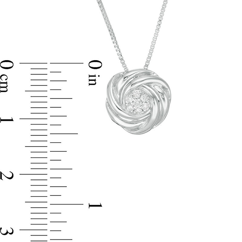 0.085 CT. T.W. Composite Diamond Love Knot Pendant in Sterling Silver