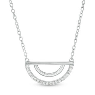 0.085 CT. T.W. Diamond Half Circle Necklace in Sterling Silver