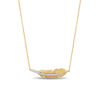 Thumbnail Image 0 of Enchanted Disney Pocahontas 0.088 CT. T.W. Diamond Sideways Feather Necklace in 10K Gold - 19"