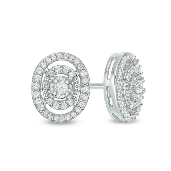 0.33 CT. T.W. Diamond Double Oval Frame Stud Earrings in 10K White Gold