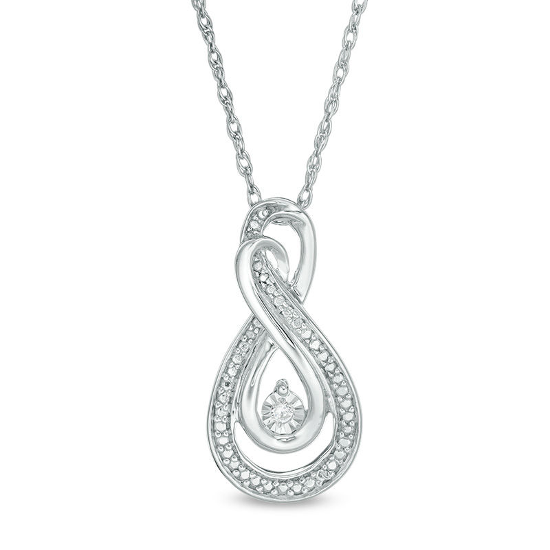 Diamond Accent Looped Infinity Pendant in Sterling Silver