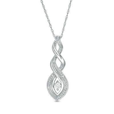 Diamond Accent Twist Flame Pendant in Sterling Silver