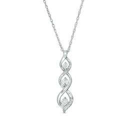 Diamond Accent Three Stone Flame Twist Pendant in Sterling Silver