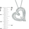 Diamond Accent Tilted Double Heart Outline Pendant in Sterling Silver